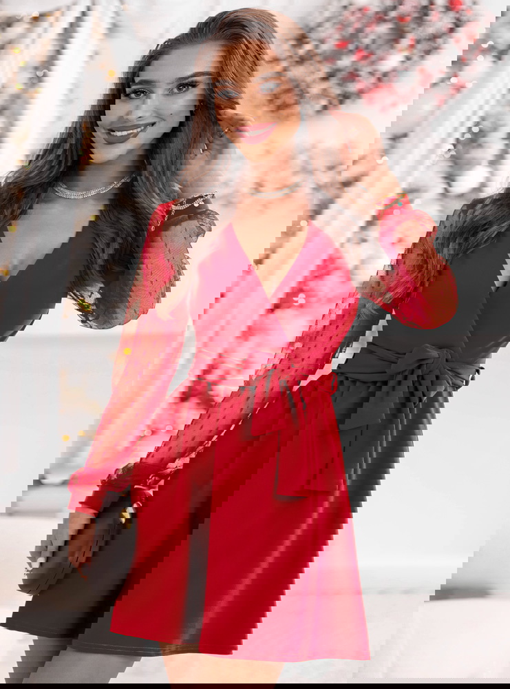 Malinowa sukienka na święta z...