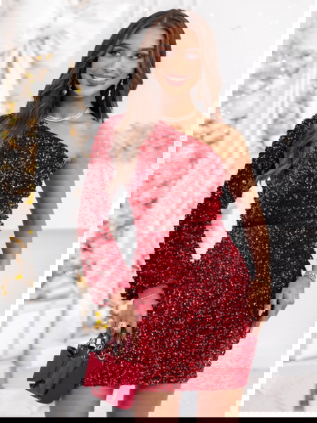 Malinowa cekinowa sukienka... 2