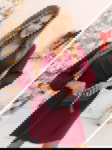 Bordowa satynowa sukienka... 2