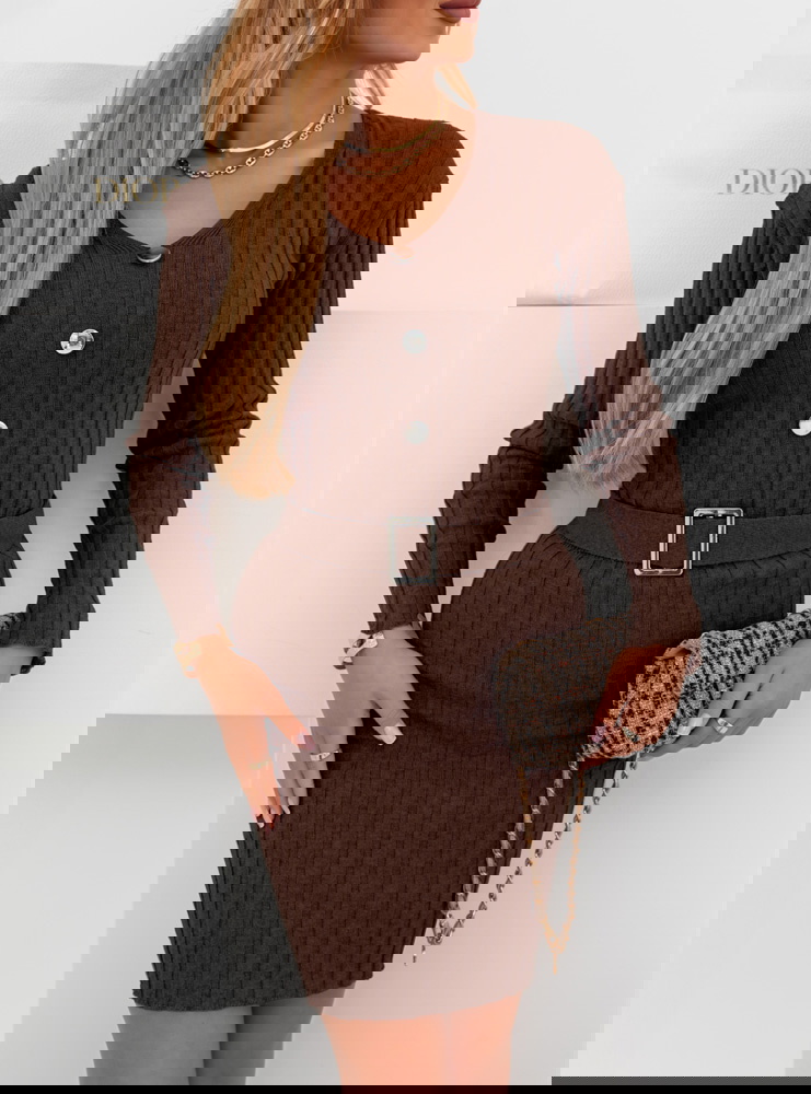 Czekoladowa sweterkowa sukienka z...