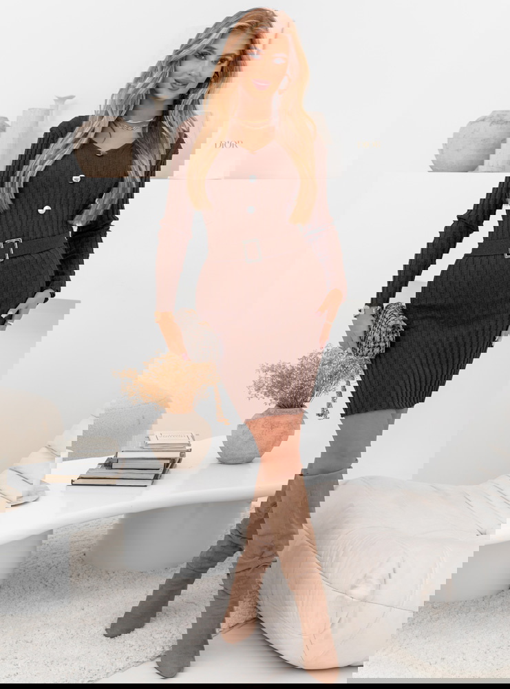 Czekoladowa sweterkowa sukienka z...