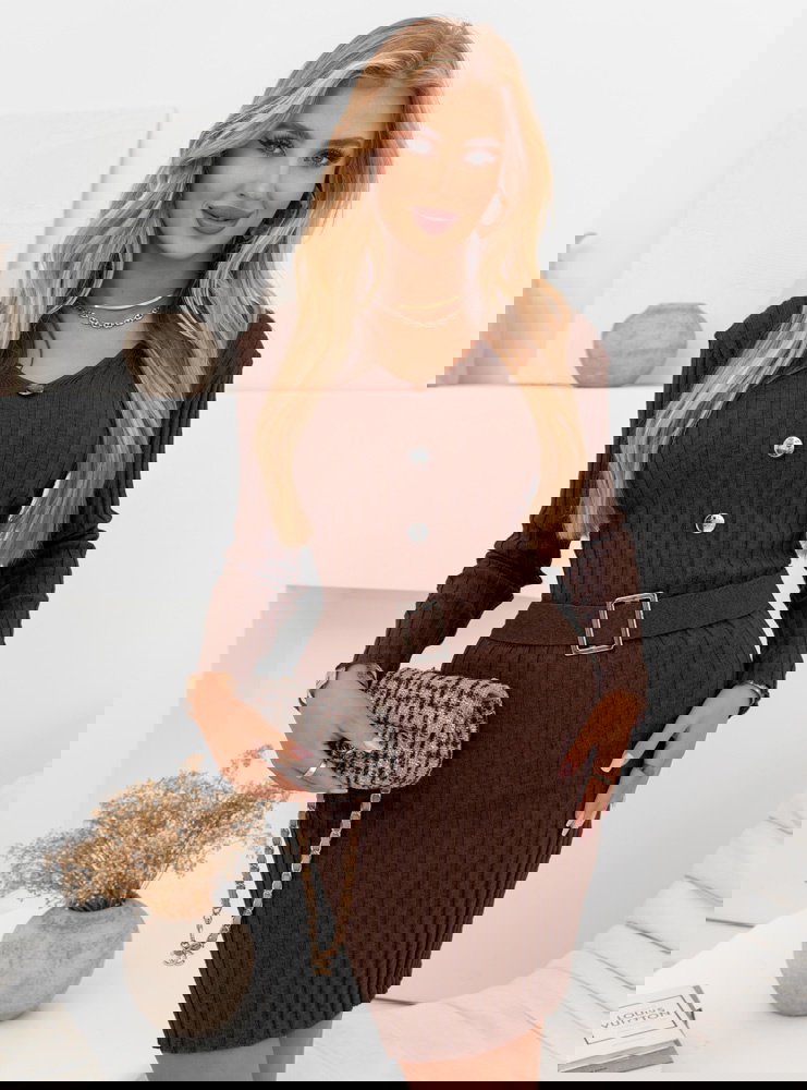 Czekoladowa sweterkowa sukienka z...