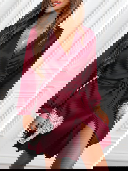 Bordowa satynowa sukienka... 2