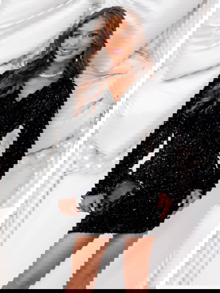 Czarna cekinowa sukienka z... 2