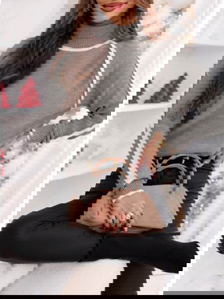 Szary sweter z golfem Melynda