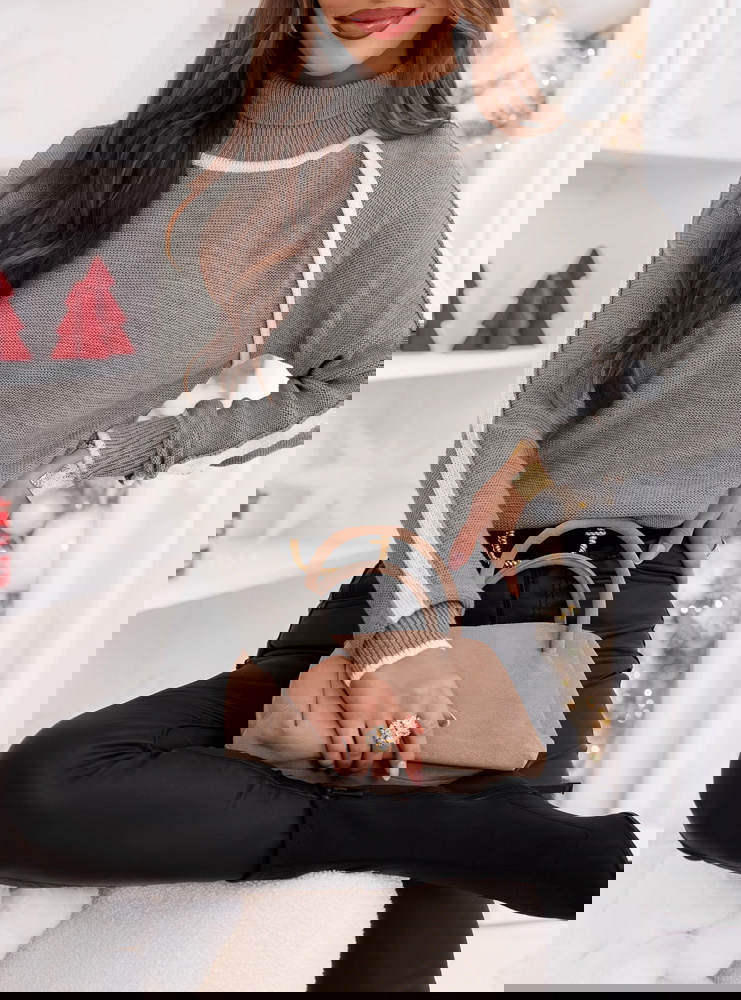 Szary sweter z golfem Melynda