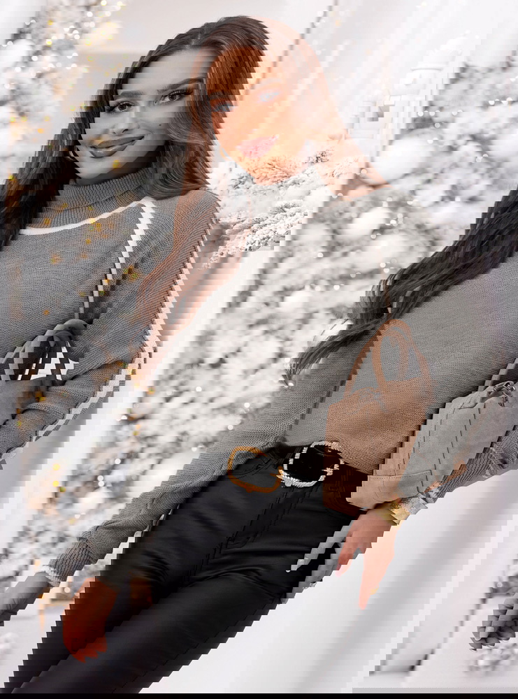 Szary sweter z golfem Melynda