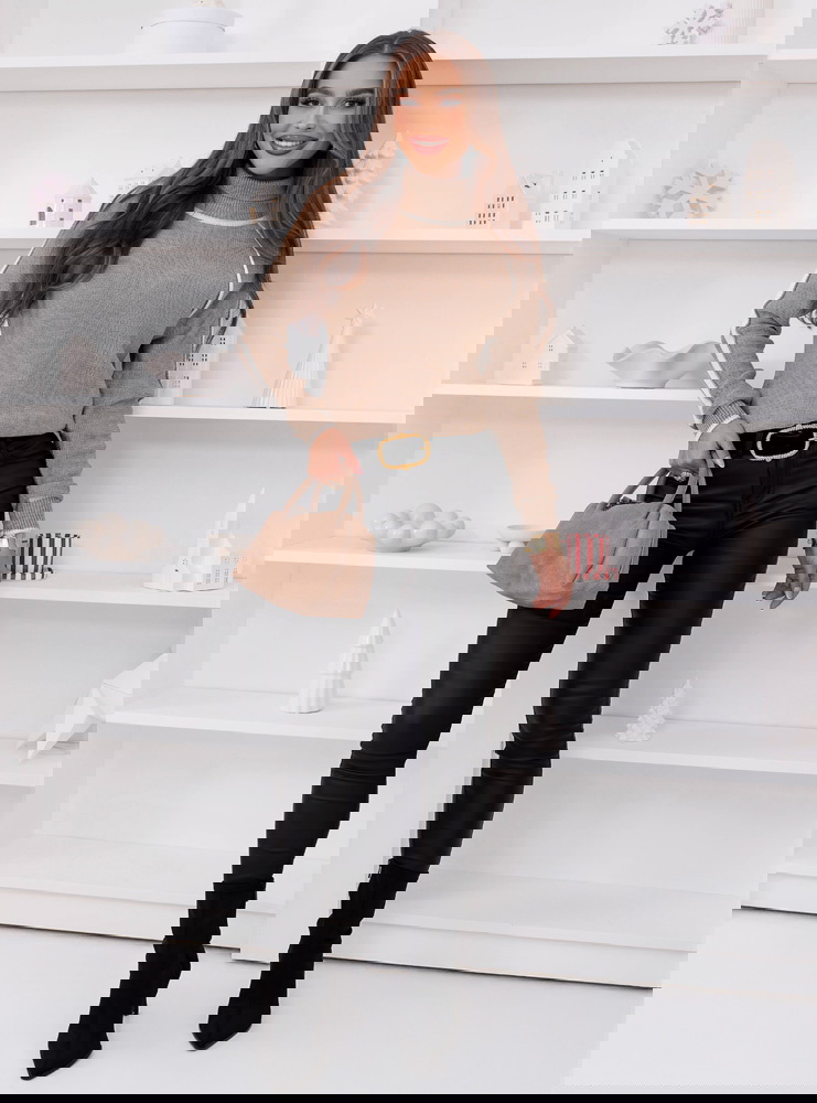 Sweter z golfem Melynda - mocha mousse