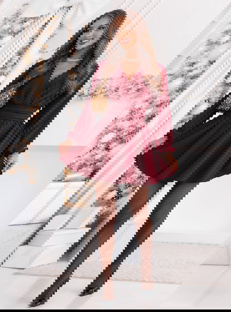 Bordowy kombinezon jak sukienka na...