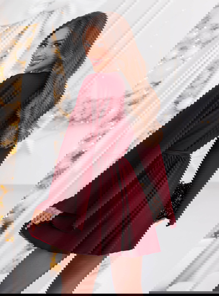 Bordowy kombinezon jak sukienka na...