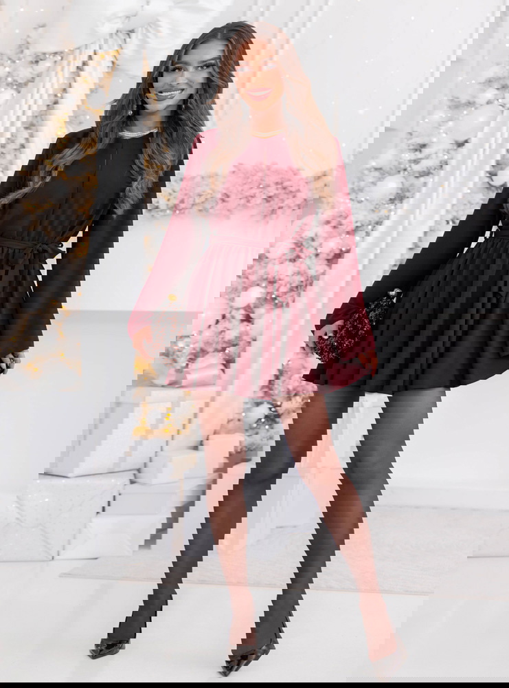 Bordowy kombinezon jak sukienka na...