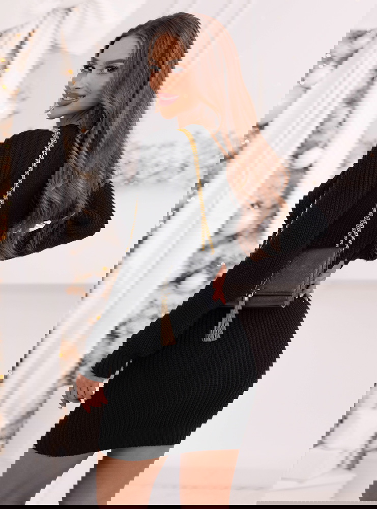 Czarna swetrowa sukienka z...