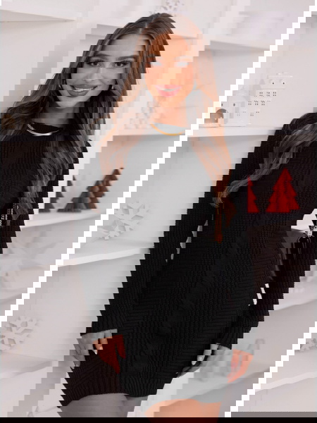 Czarna swetrowa sukienka z... 2