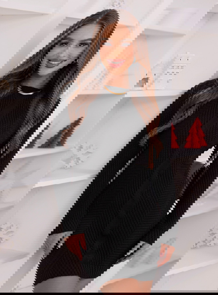 Czarna swetrowa sukienka z...