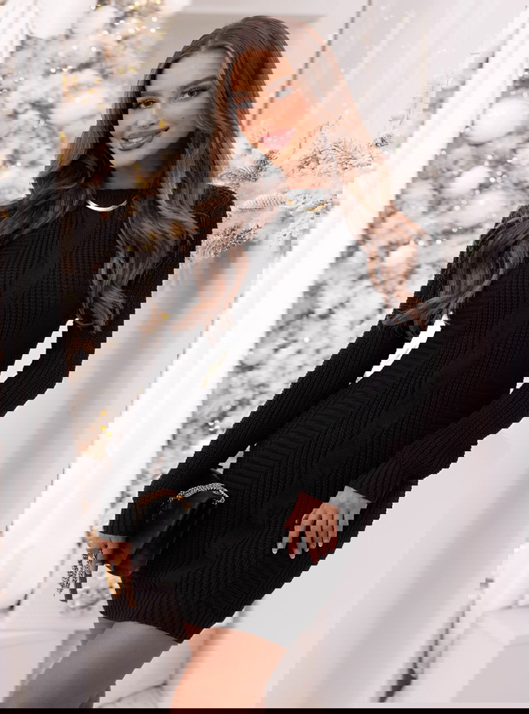 Czarna swetrowa sukienka z...