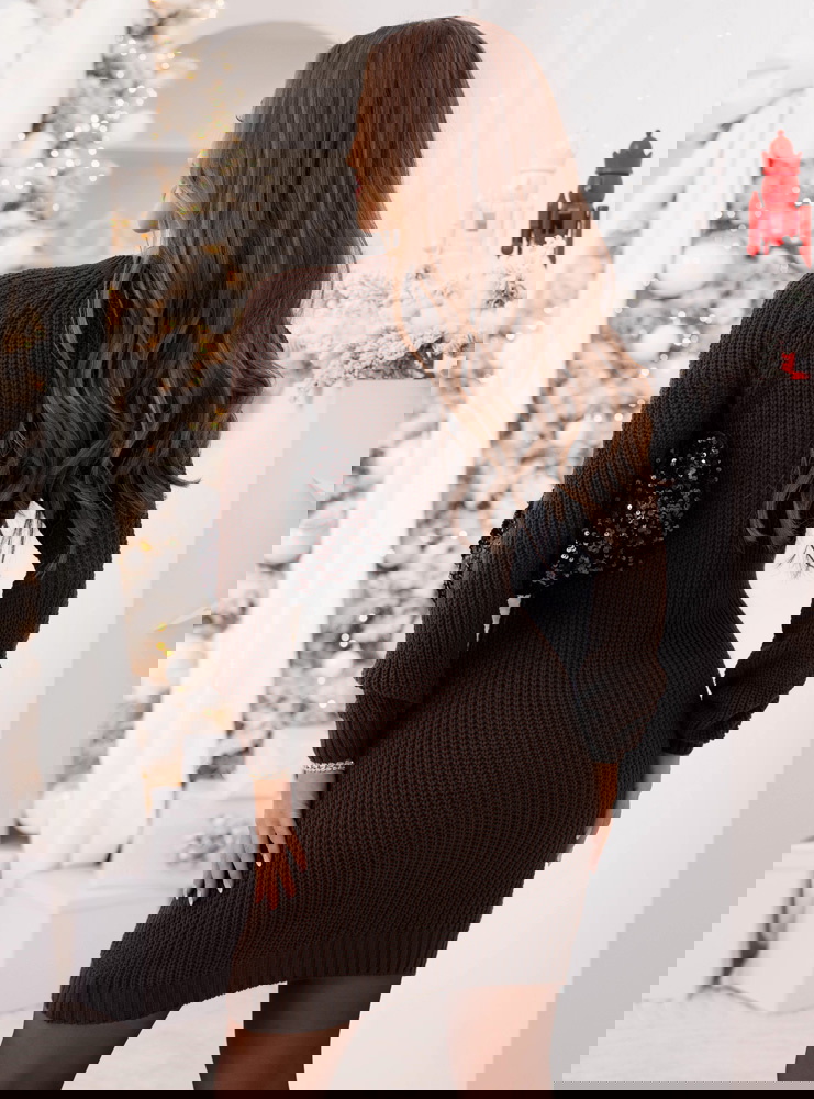 Czekoladowa swetrowa sukienka z...