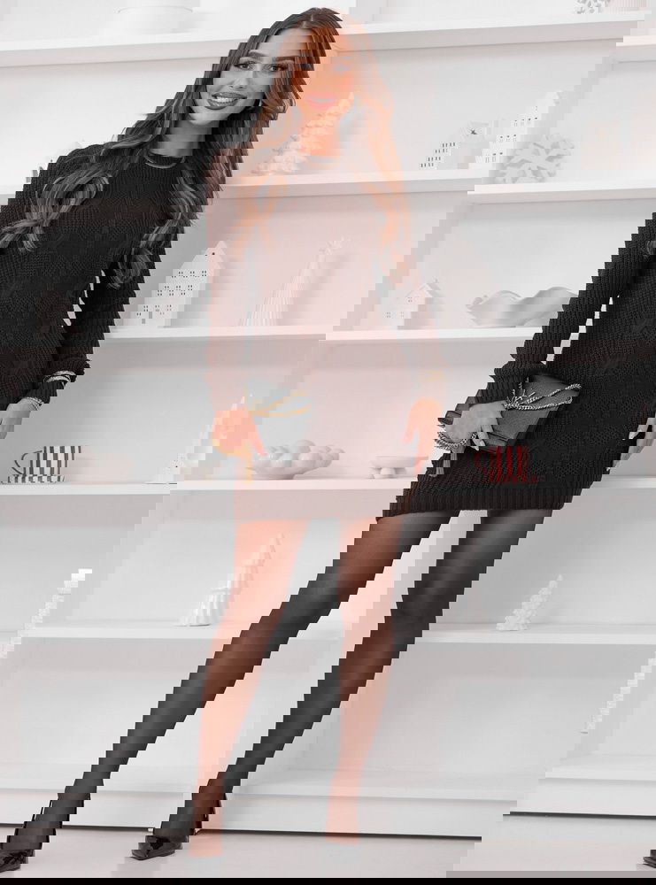 Czekoladowa sweterowa sukienka z...