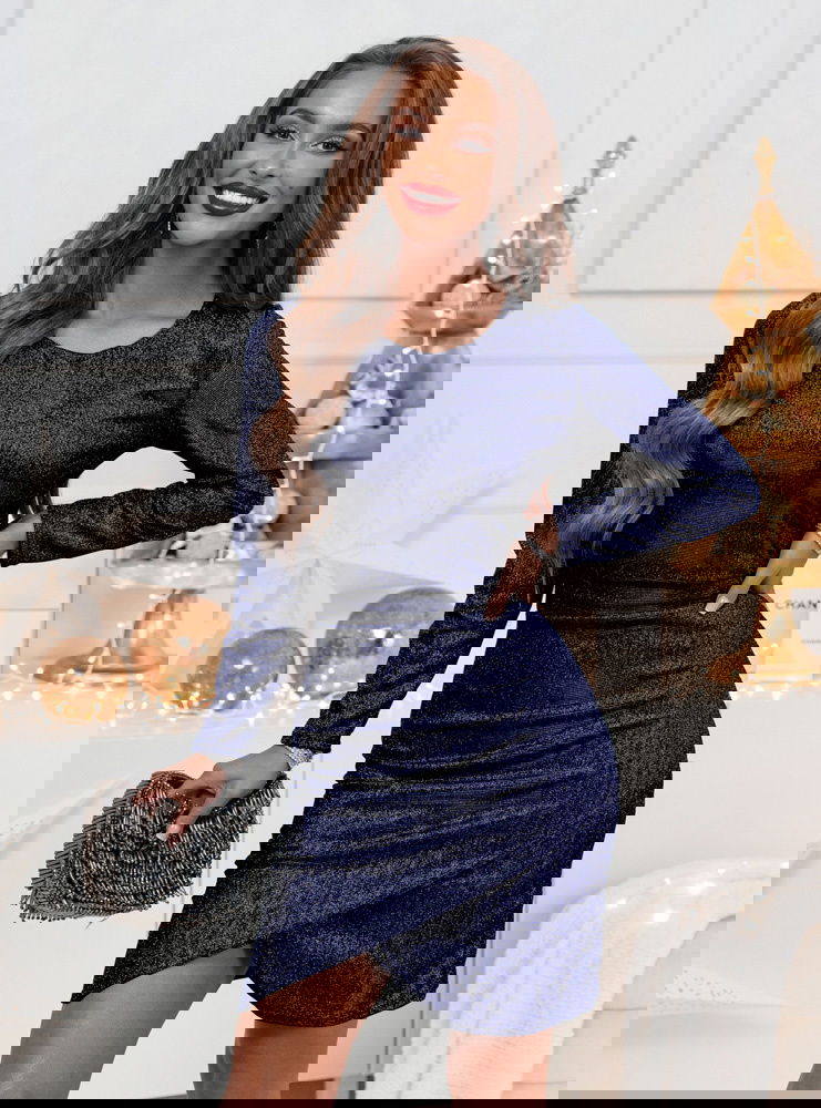 Granatowa błyszcząca przekładana...