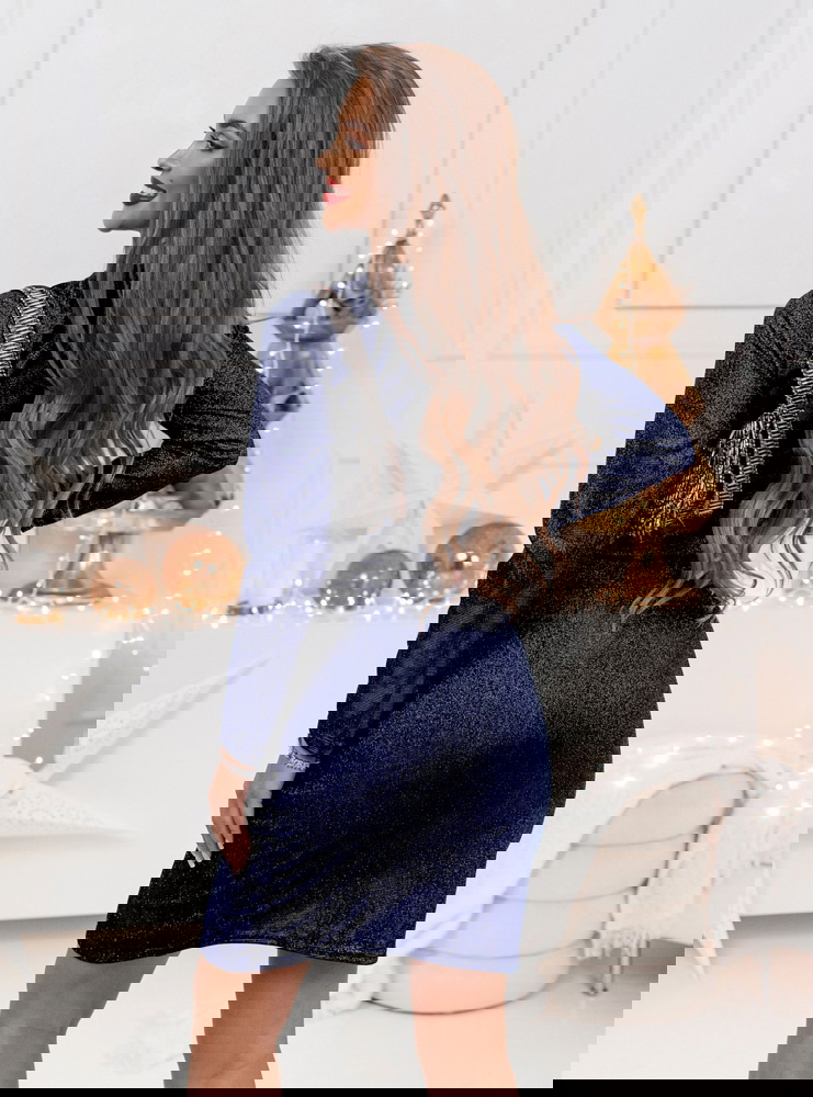 Granatowa błyszcząca przekładana...