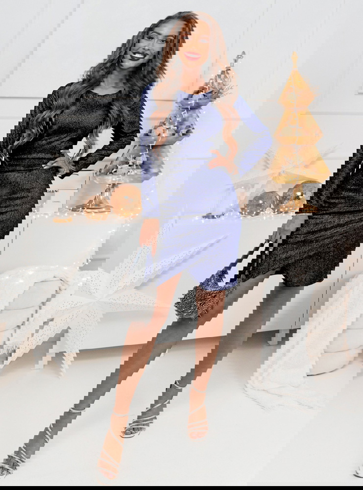 Granatowa błyszcząca przekładana...