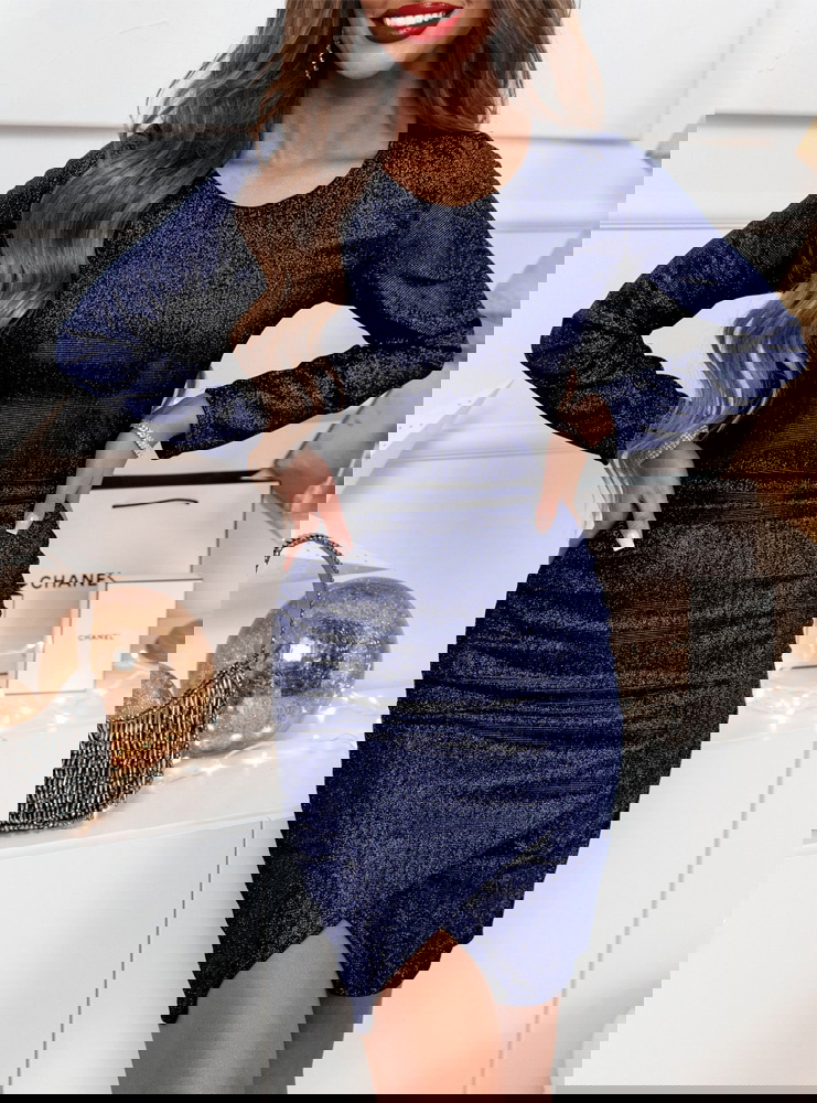 Granatowa błyszcząca przekładana...