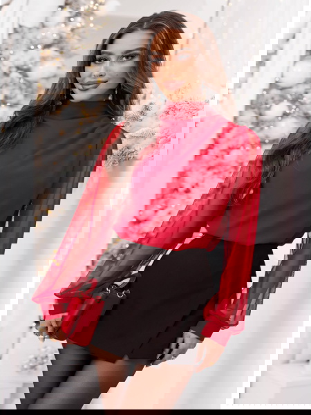 Malinowa bluzka z tiulowymi... 2