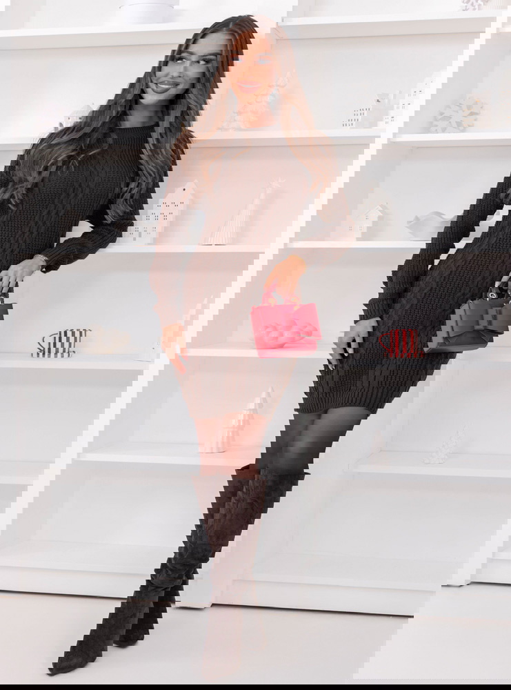 Czekoladowa swetrowa sukienka z...