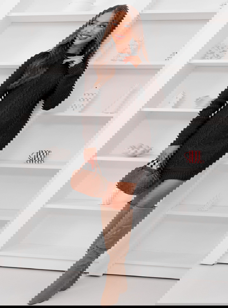 Czekoladowa swetrowa sukienka z...