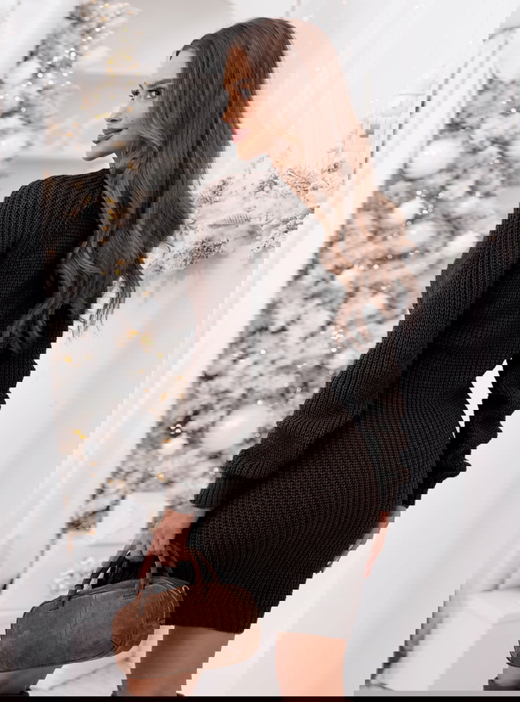 Czekoladowa swetrowa sukienka z...