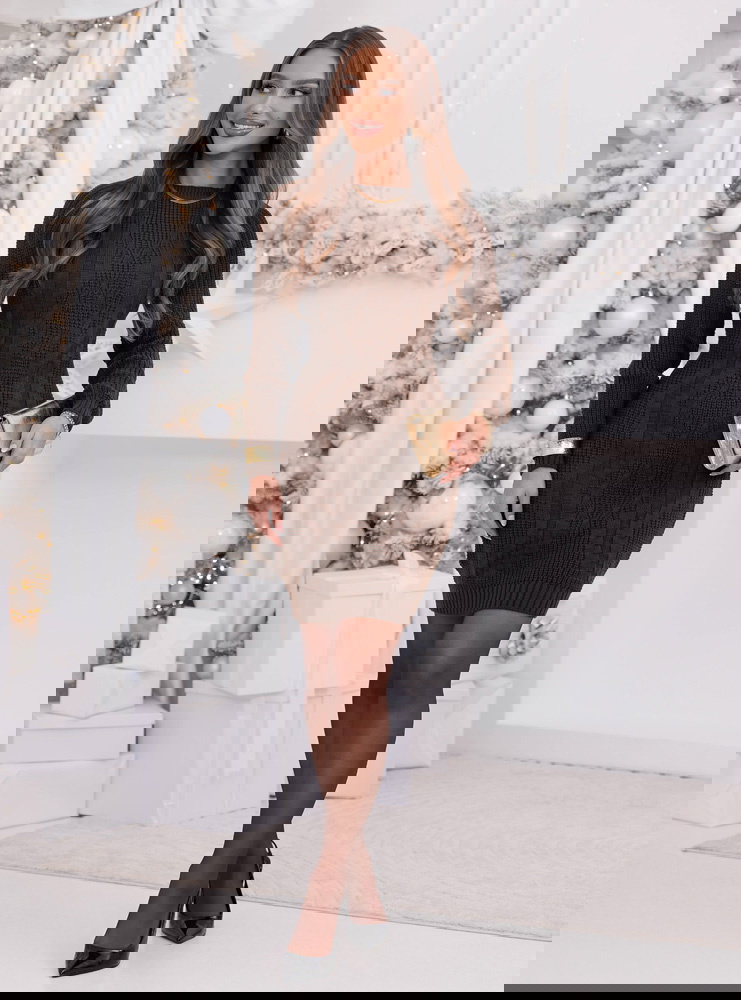 Czekoladowa swetrowa sukienka mini...