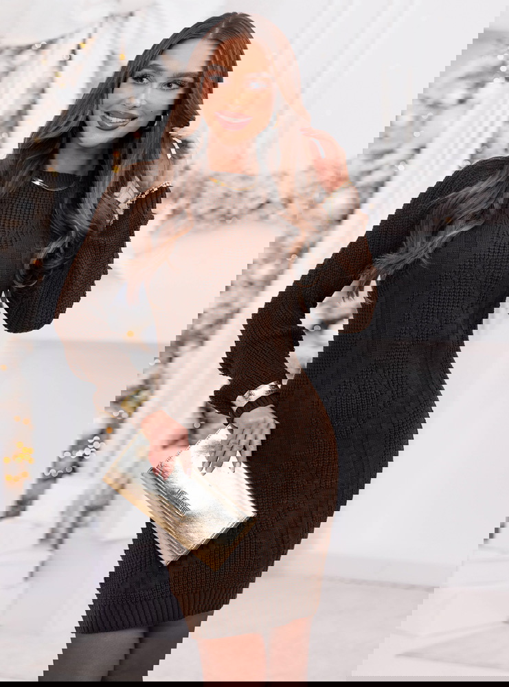 Czekoladowa swetrowa sukienka mini...