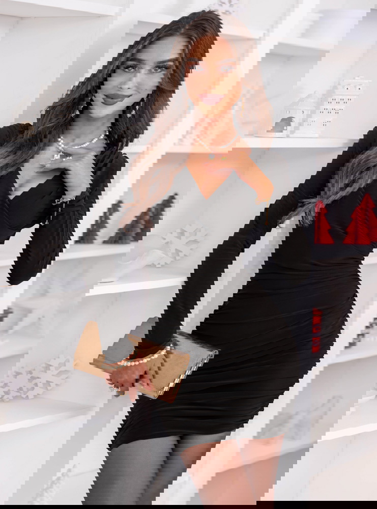 Czarna świąteczna sukienka mini z...