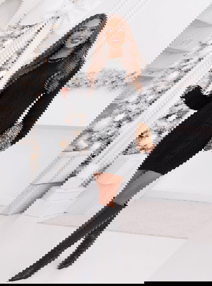 Czarna swetrowa sukienka mini Ansonia