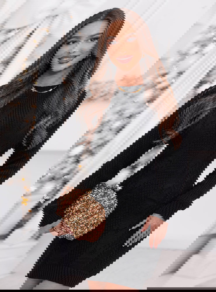 Czarna swetrowa sukienka mini Ansonia