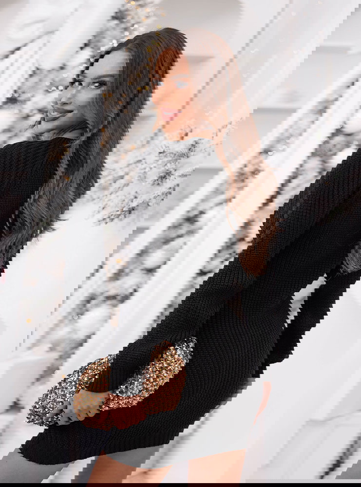 Czarna swetrowa sukienka mini Ansonia