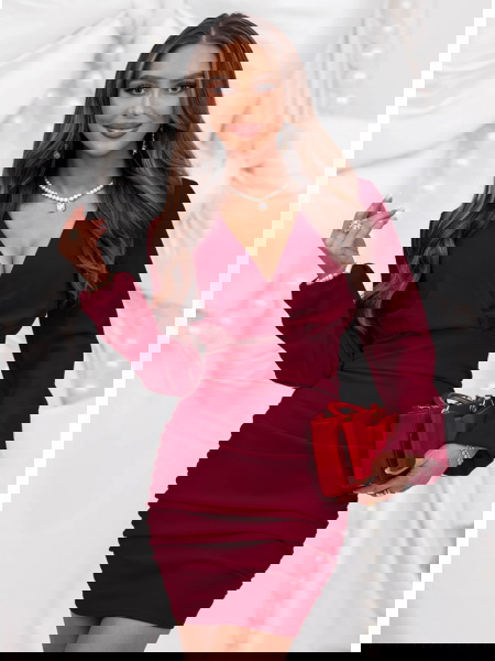 Bordowa sukienka mini na...