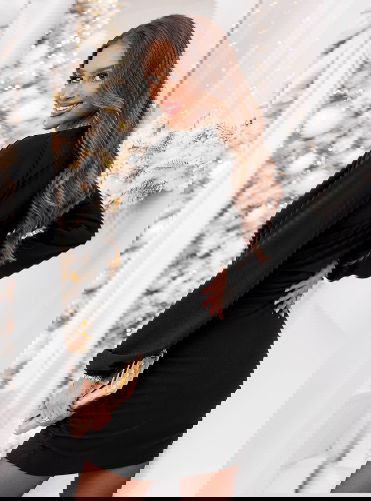 Czarna sukienka mini na święta z...