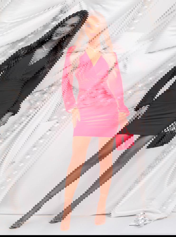 Malinowa sukienka mini na święta z...