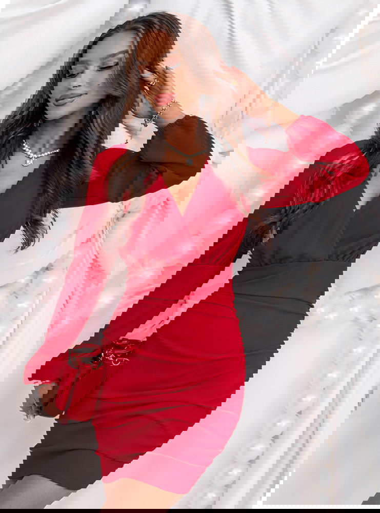 Malinowa sukienka mini na święta z...