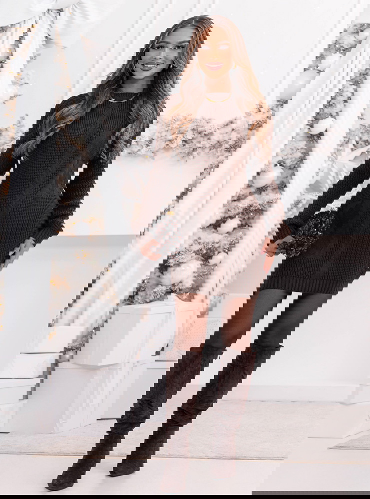 Czekoladowa swetrowa sukienka mini...