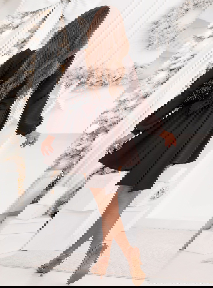 Czekoladowa rozkloszowana sukienka z...