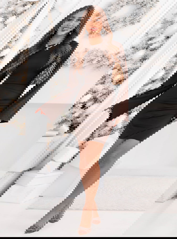 Czekoladowa dopasowana sukienka mini...