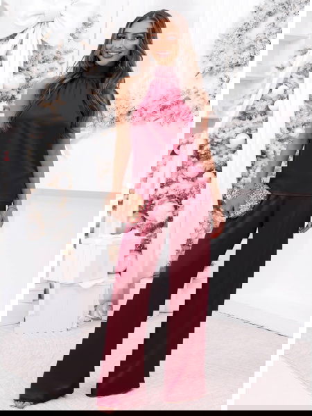 Bordowy satynowy świąteczny...