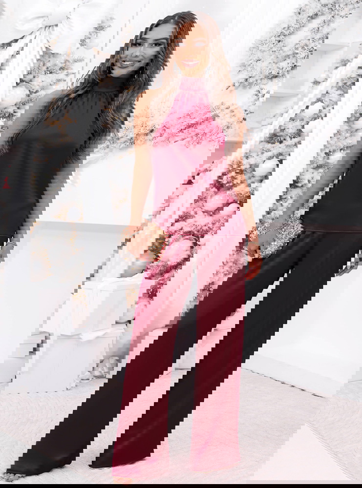 Bordowy satynowy świąteczny komplet...