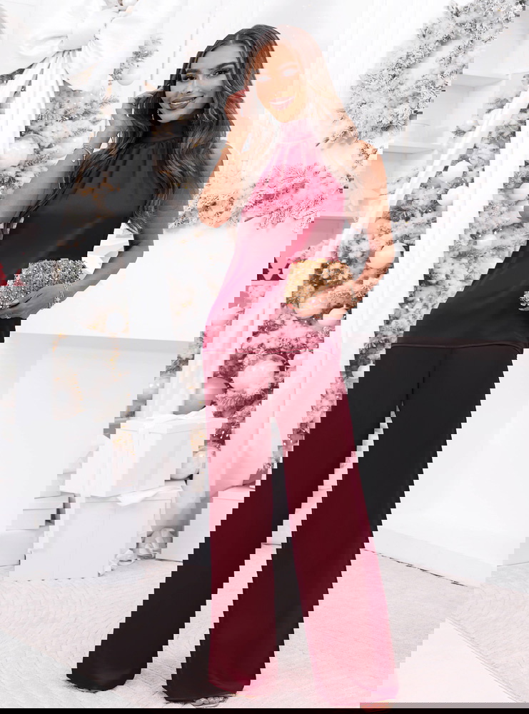 Bordowy satynowy świąteczny komplet...