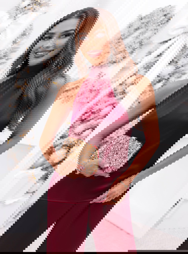 Bordowy satynowy świąteczny komplet...