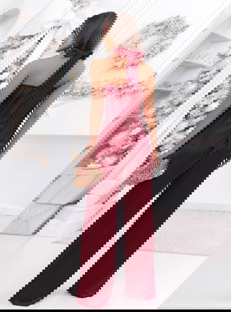 Bordowy satynowy świąteczny komplet...