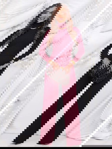 Bordowy prążkowany komplet...