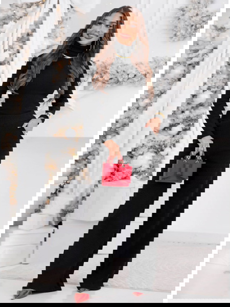 Czarny prążkowany komplet... 2