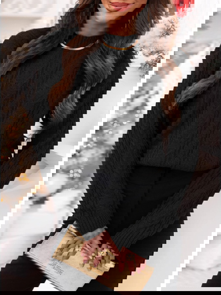 Czarny sweter z guzikami po... 2